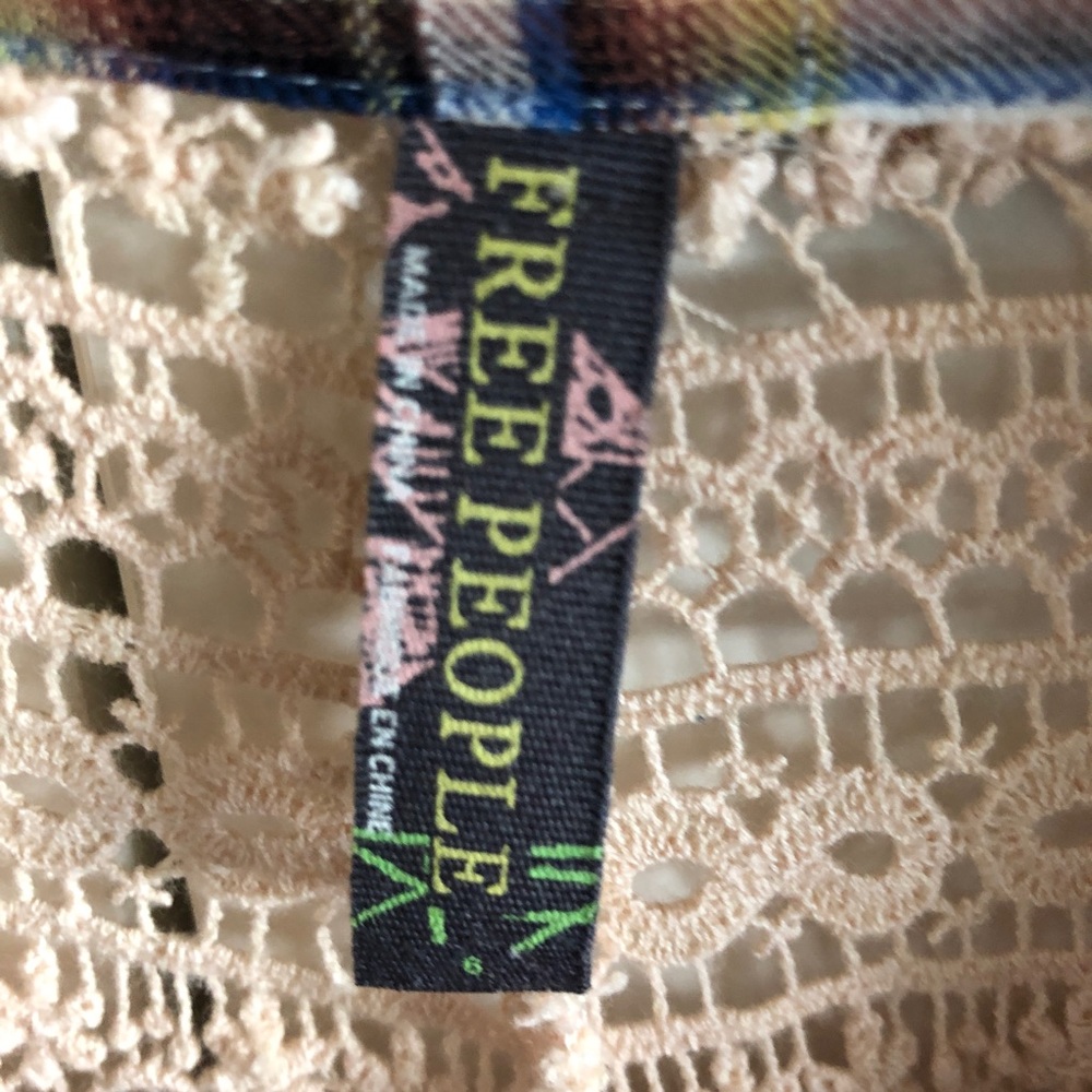 Free People Plaid & Lace Button Down - Picture 4 of 6